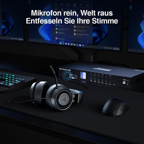 TESmart Drei Monitor KVM Switcher 4 Port Drei-Monitor-KVM-Switch HDMI 4K@60Hz mit USB Hub Triple Monitor KVM Switch 4 Port HDMI 4K mit USB Hub-TESmart