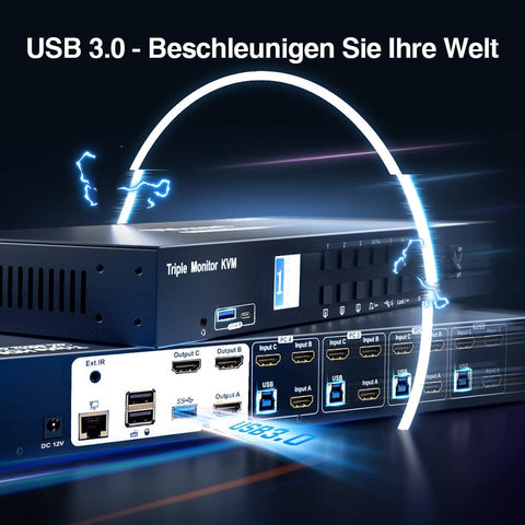 TESmart Drei Monitor KVM Switcher 4 Port Drei-Monitor-KVM-Switch HDMI 4K@60Hz mit USB Hub Triple Monitor KVM Switch 4 Port HDMI 4K mit USB Hub-TESmart