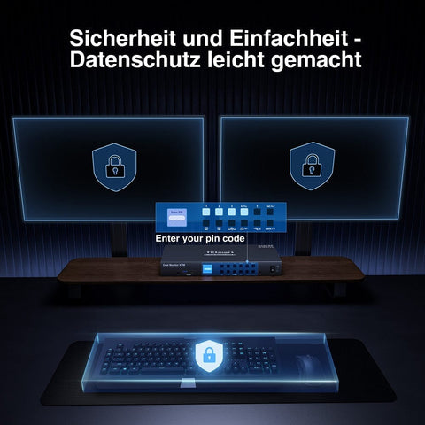 TESmart Dual Monitor KVM Switch 4 Port Dual Monitor KVM Switch Kit DP 4K60Hz mit USB 3.0 Docking Station, EDID