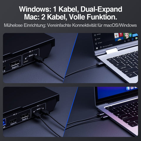 TESmart HDC202-P23-EUBK Dual Monitor KVM Switch Dual 4K60Hz Hybrid KVM Docking Station Kit - USB-C with MST & EDID for 1 Laptop & 1 Desktop 10652805090549 Dual 4K60Hz Hybrid KVM-Dock - Für 1 Laptop & 1 Desktop EU Plug