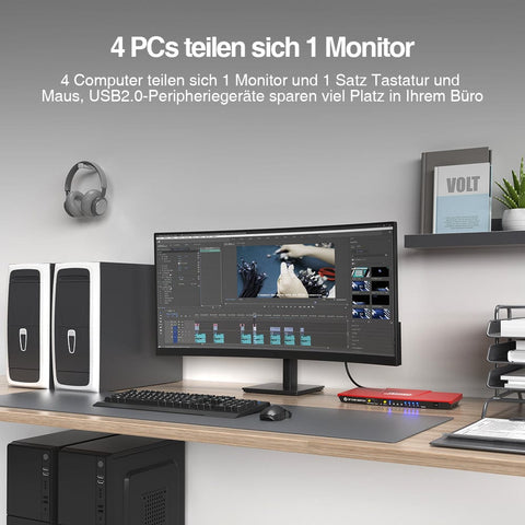 TESmart KVM Switch 4 Port DisplayPort 1.2 KVM Switch 4K60Hz mit USB Hub DP KVM Switch 4K HDR connect 4 pc teilen sich USB,audio TESmart
