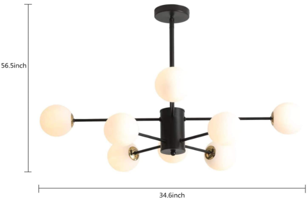 Lámpara de araña de estilo industrial, luz de techo de metal, 8 cabezas