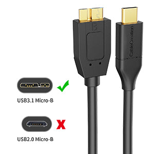 CableCreation Cable corto USB para disco duro de 1 pie, USB 3.0 A a Micro  B, 5 Gbps de datos, cable de disco duro externo USB 3.0 funciona para disco