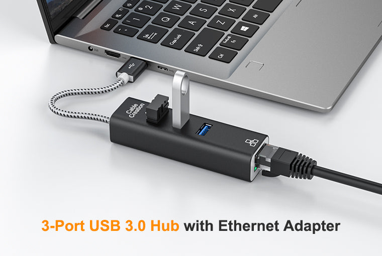 3-Port powered USB 3.0 hub with Ethernet Converter