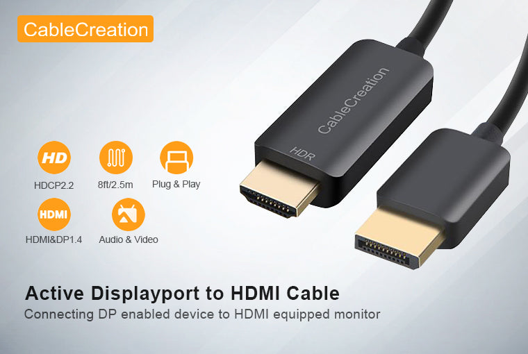 UGREEN 4K Displayport to HDMI Cable Uni-Directional UHD DP to HDMI  Connector Video Display Cord for HDTV Monitor Projector Computer 6FT