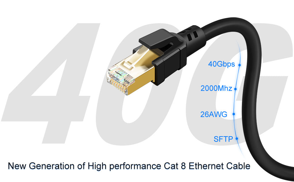 Cat 8 Ethernet RJ45 LAN Cable Super Speed 40Gbps Patch Network