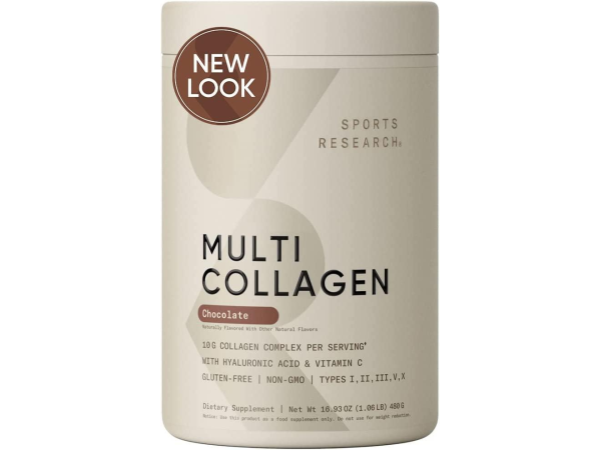 Sports Research Multi Collagen Powder with 5 Types of Collagen Chocolate