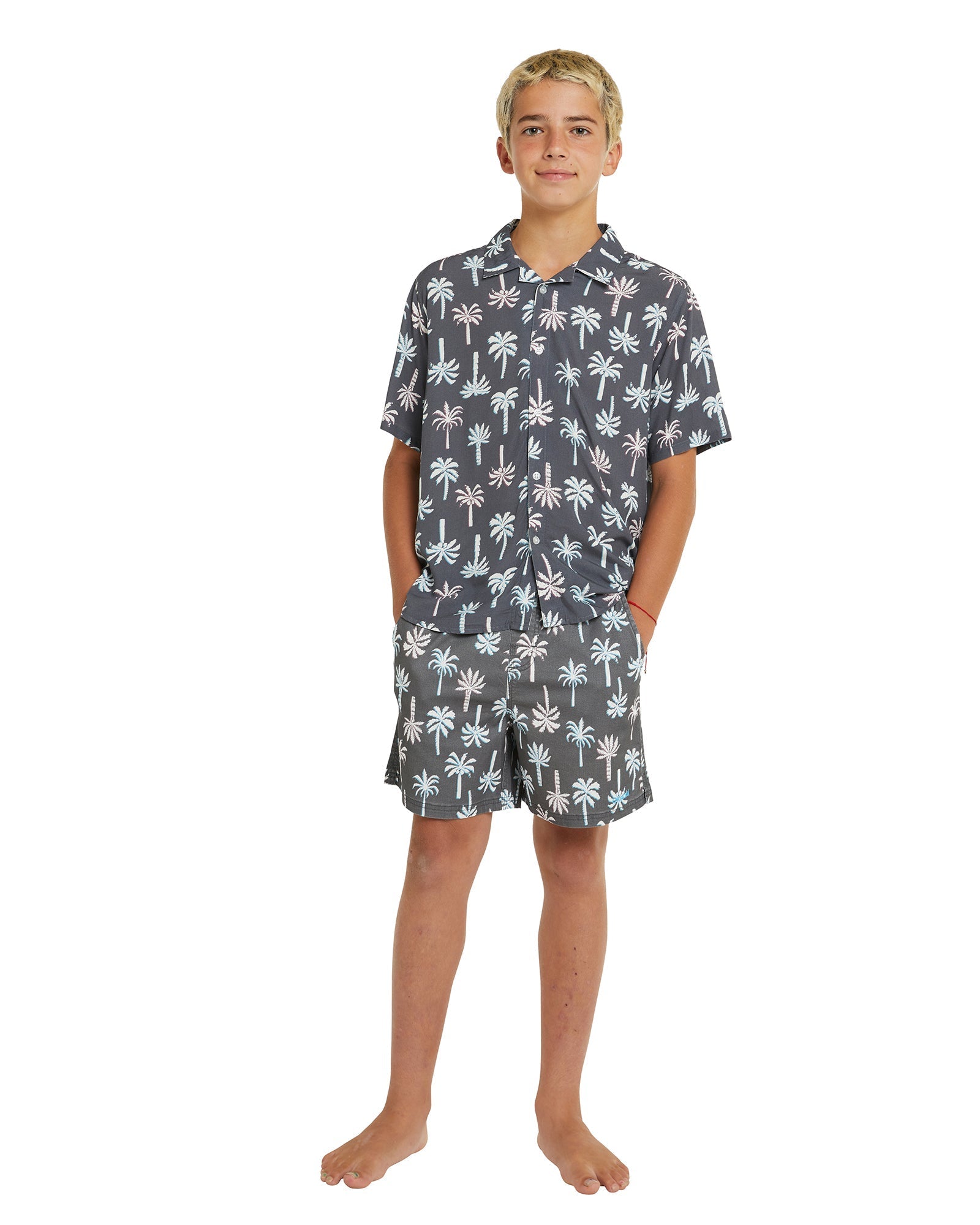 Boys - Short Sleeve Aloha Shirt - Ramshackle - Granite