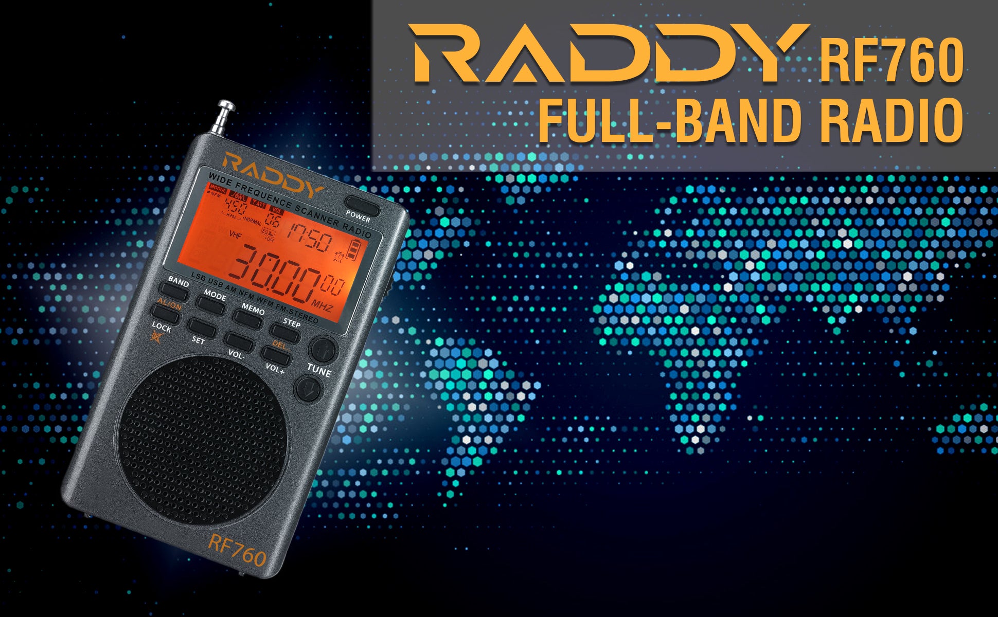 Raddy RF760 SSB Shortwave Radio FM AM SW CB VHF UHF WX AIR Marine Full–  Radioddity