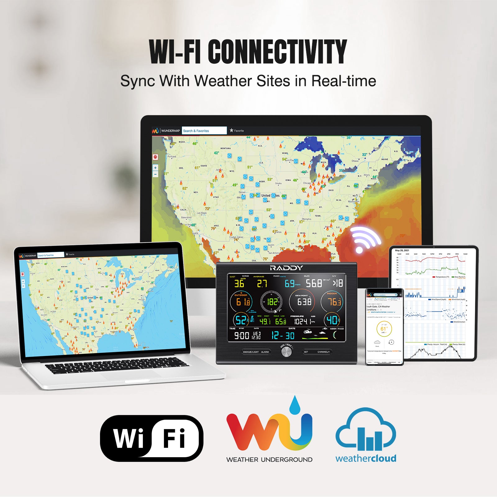 Raddy L7 LoRa Weather Station | Wi-Fi + Weather Sites