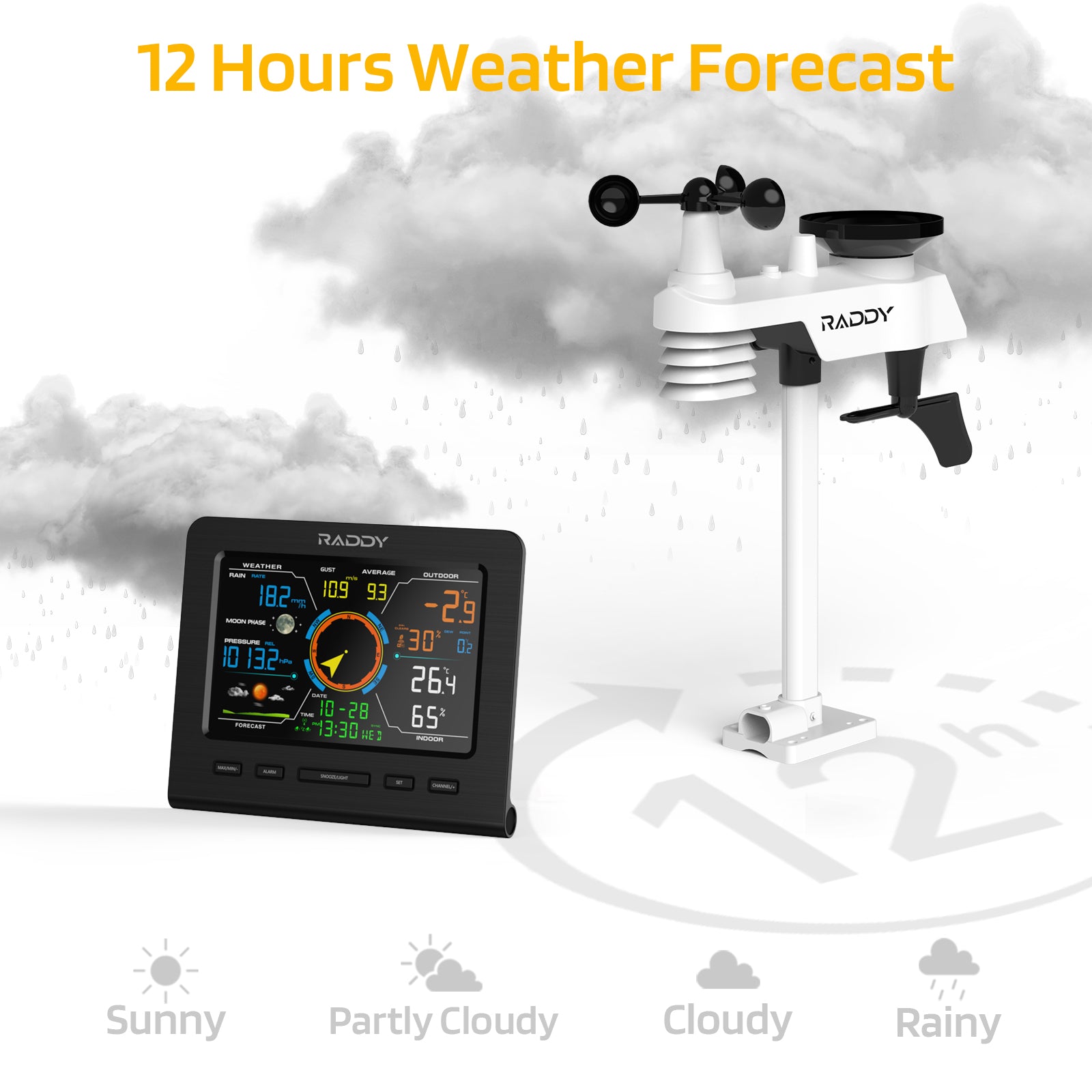 Raddy DT6 Weather Station Wireless Indoor Outdoor Home Thermometer  Hygrometer