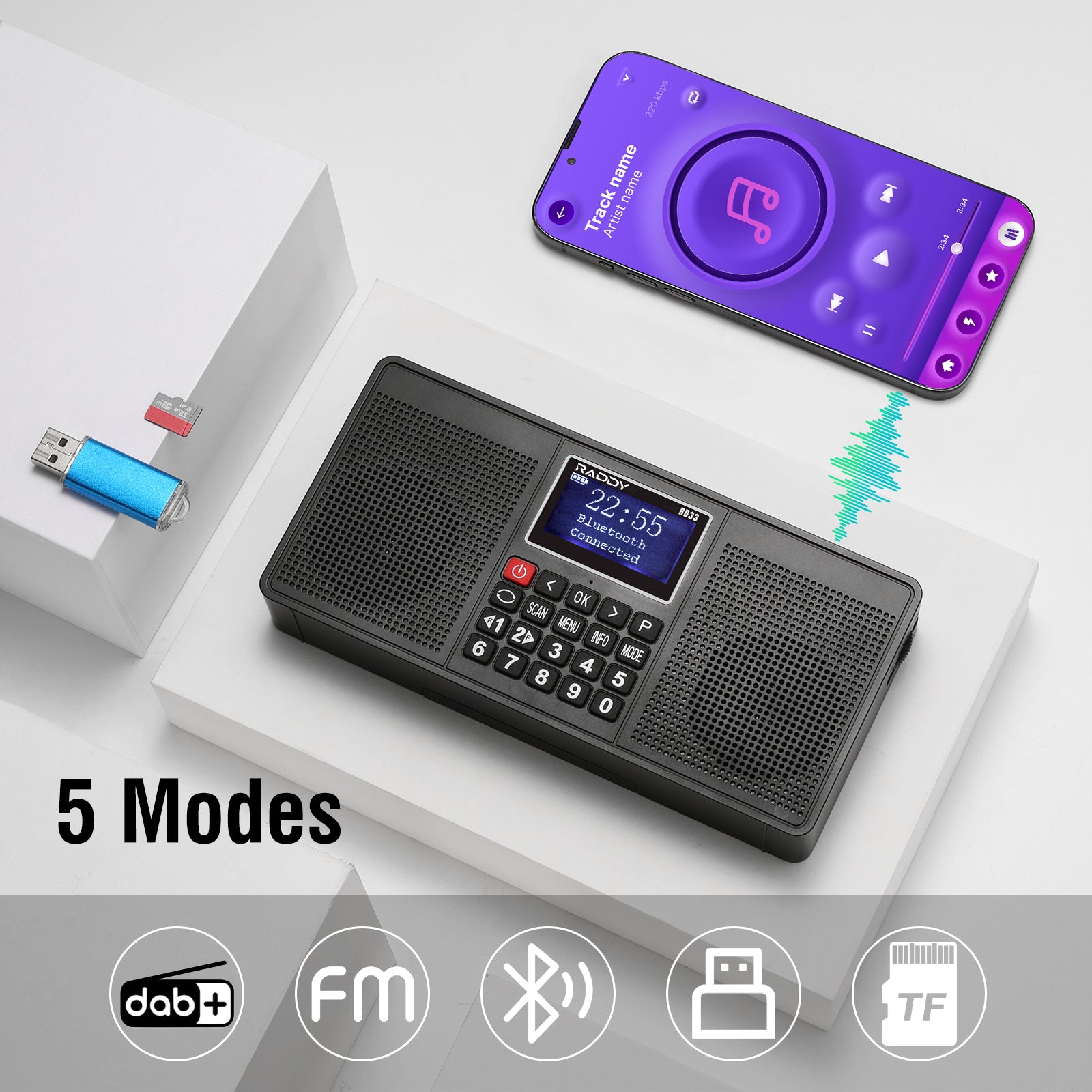 RD33 DAB/DAB+ Radio | Bluetooth & Headphones