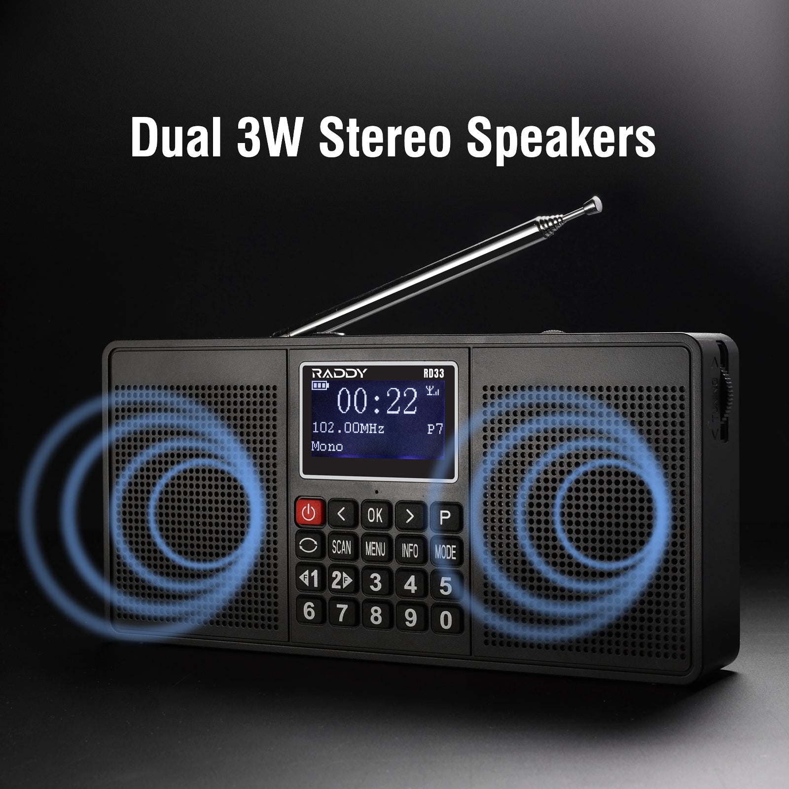 RD33 DAB/DAB+ Radio | Dual 3W Stereo Speakers