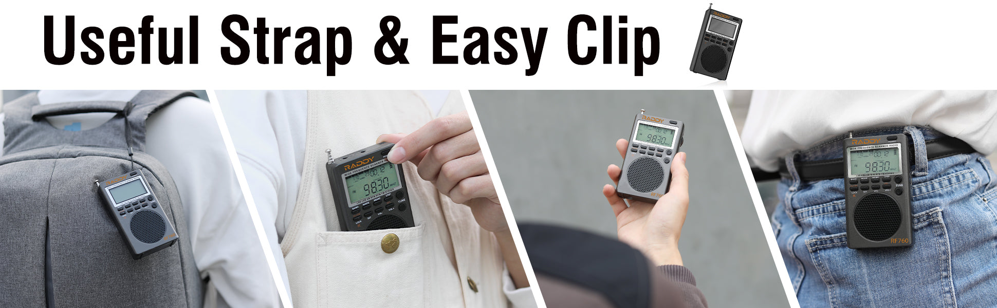 Raddy RF760 | Useful Strap & Easy Clip