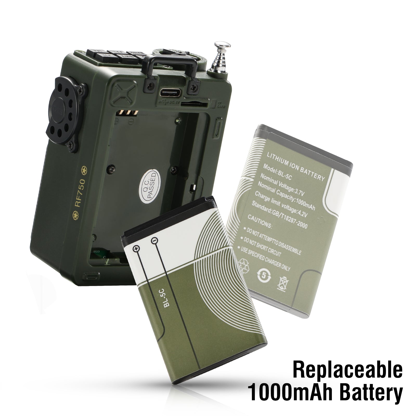RF750 Retro AM/FM/SW/WB Radio | Replaceable 1000mAh Battery