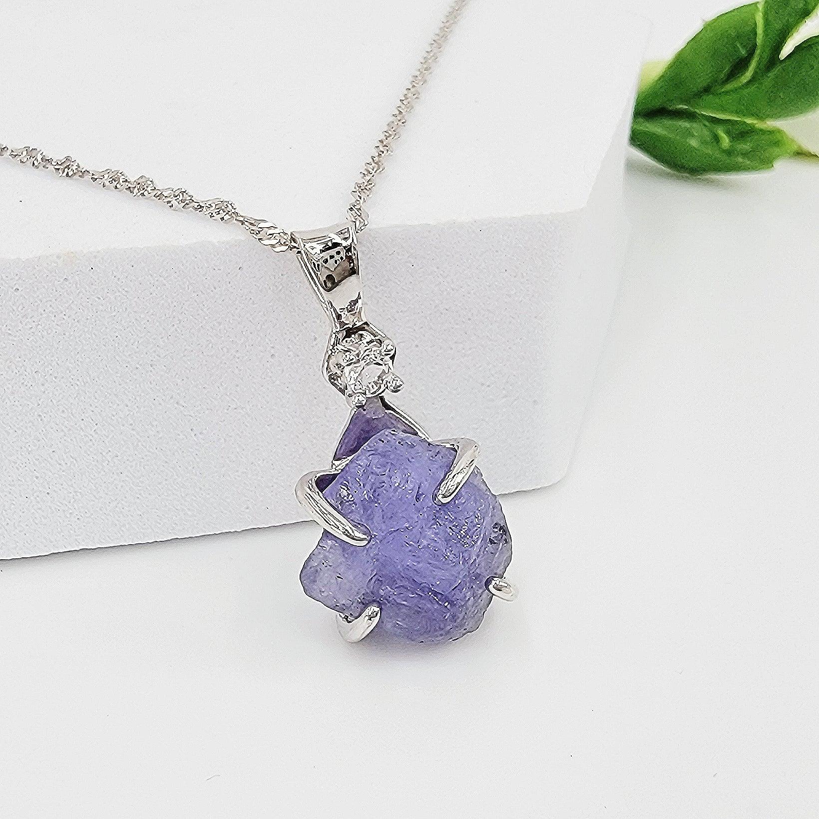 Raw Tanzanite Pendant Necklace