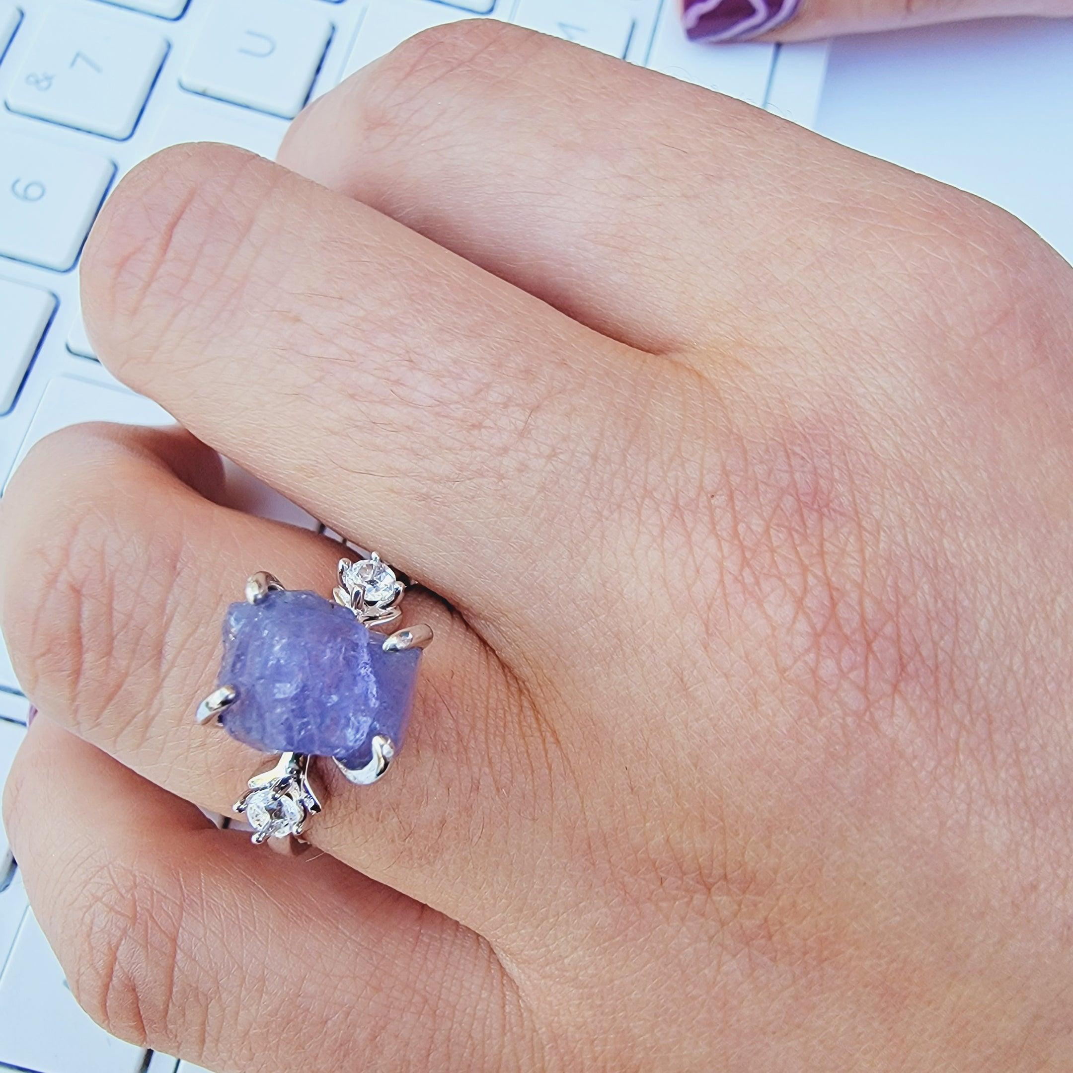 Raw Tanzanite Bracelet Ring Set