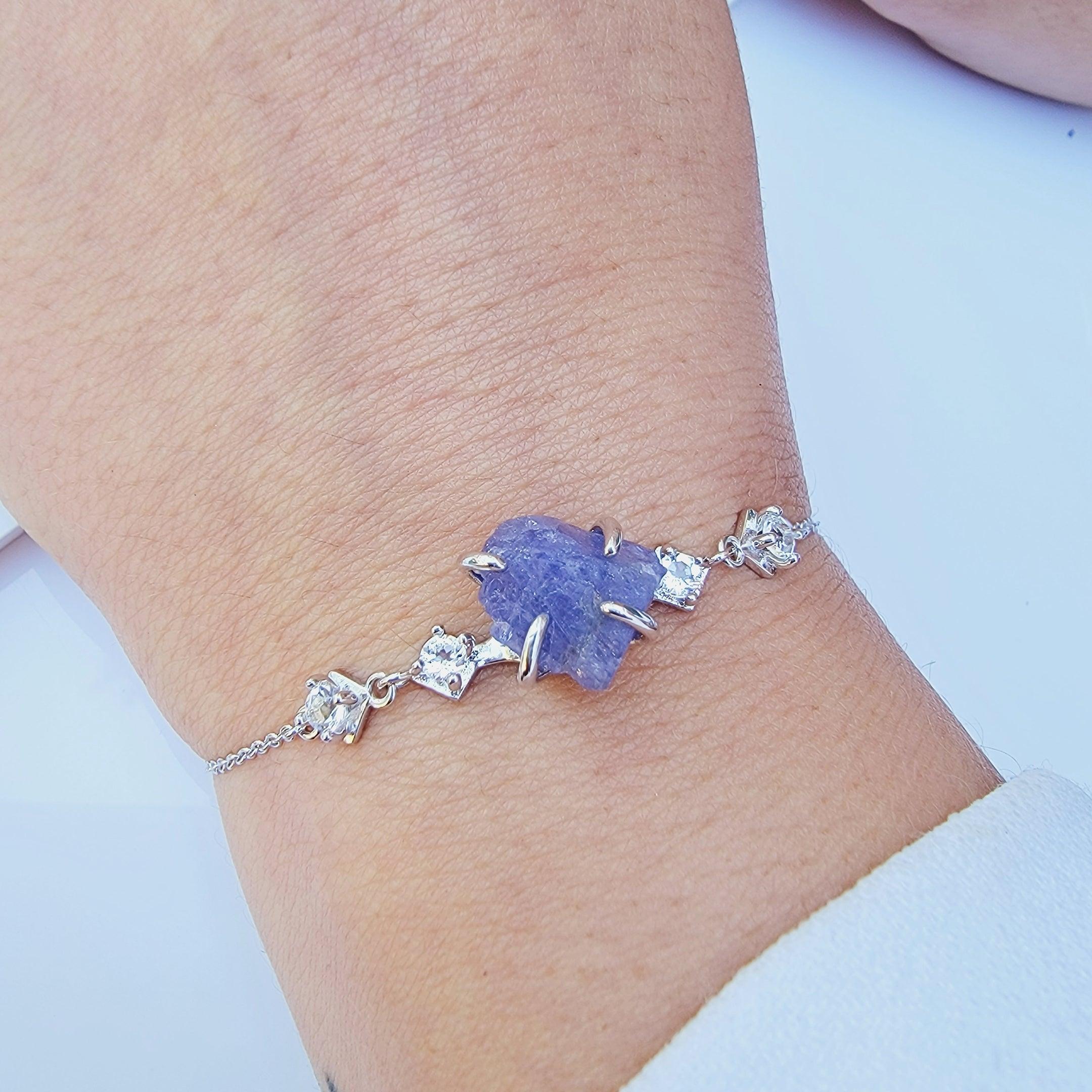 Raw Tanzanite Bracelet Ring Set