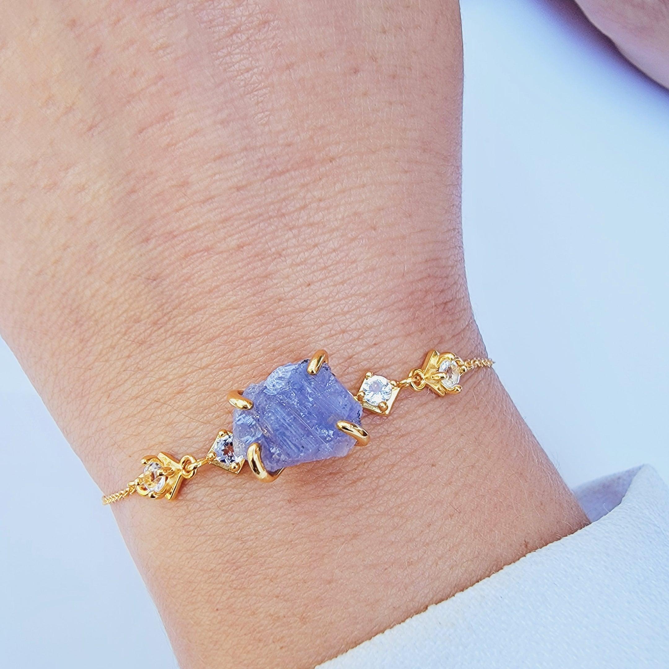 Raw Tanzanite Bracelet Ring Set