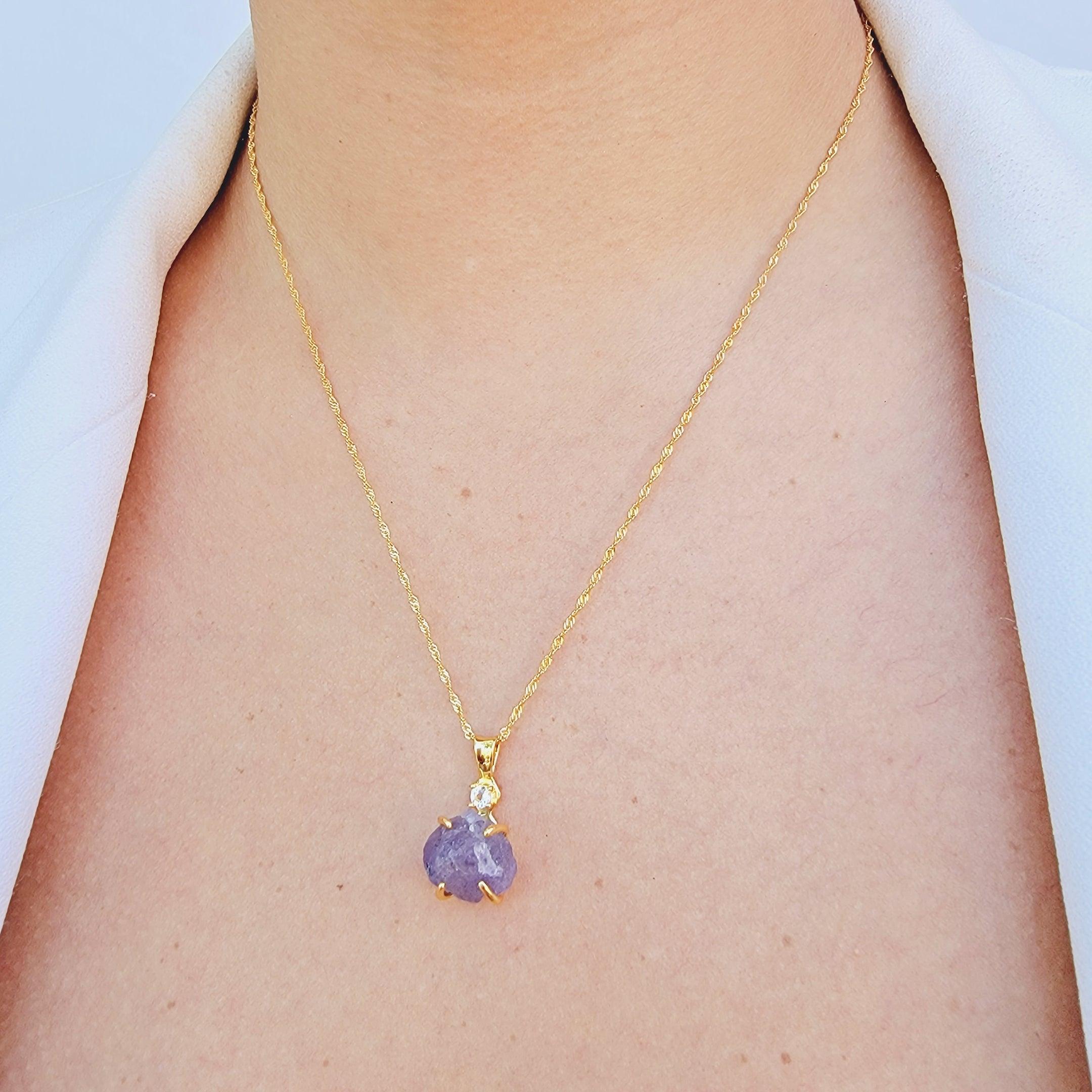 Raw Tanzanite Pendant Necklace