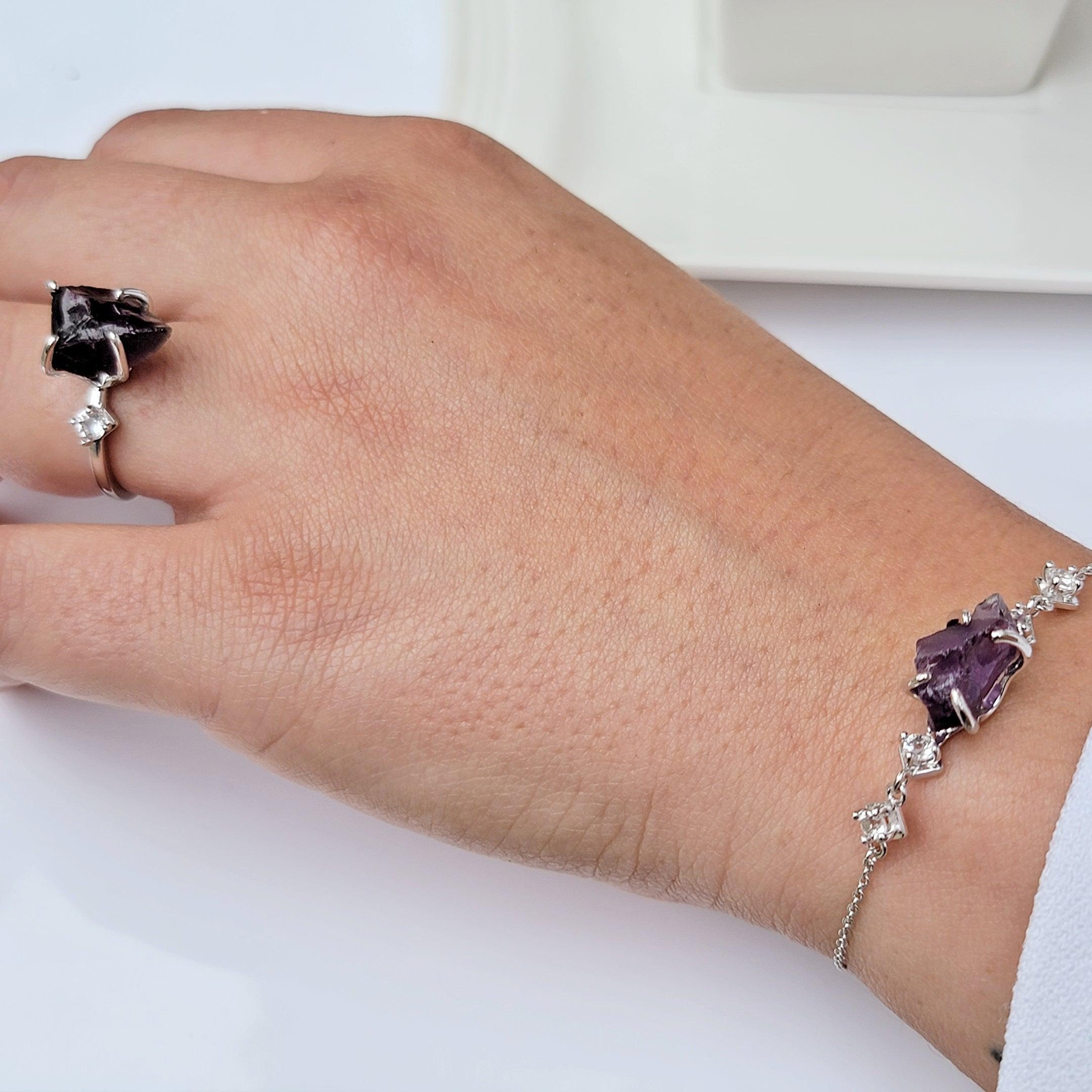 Raw Alexandrite Bracelet and Ring Set