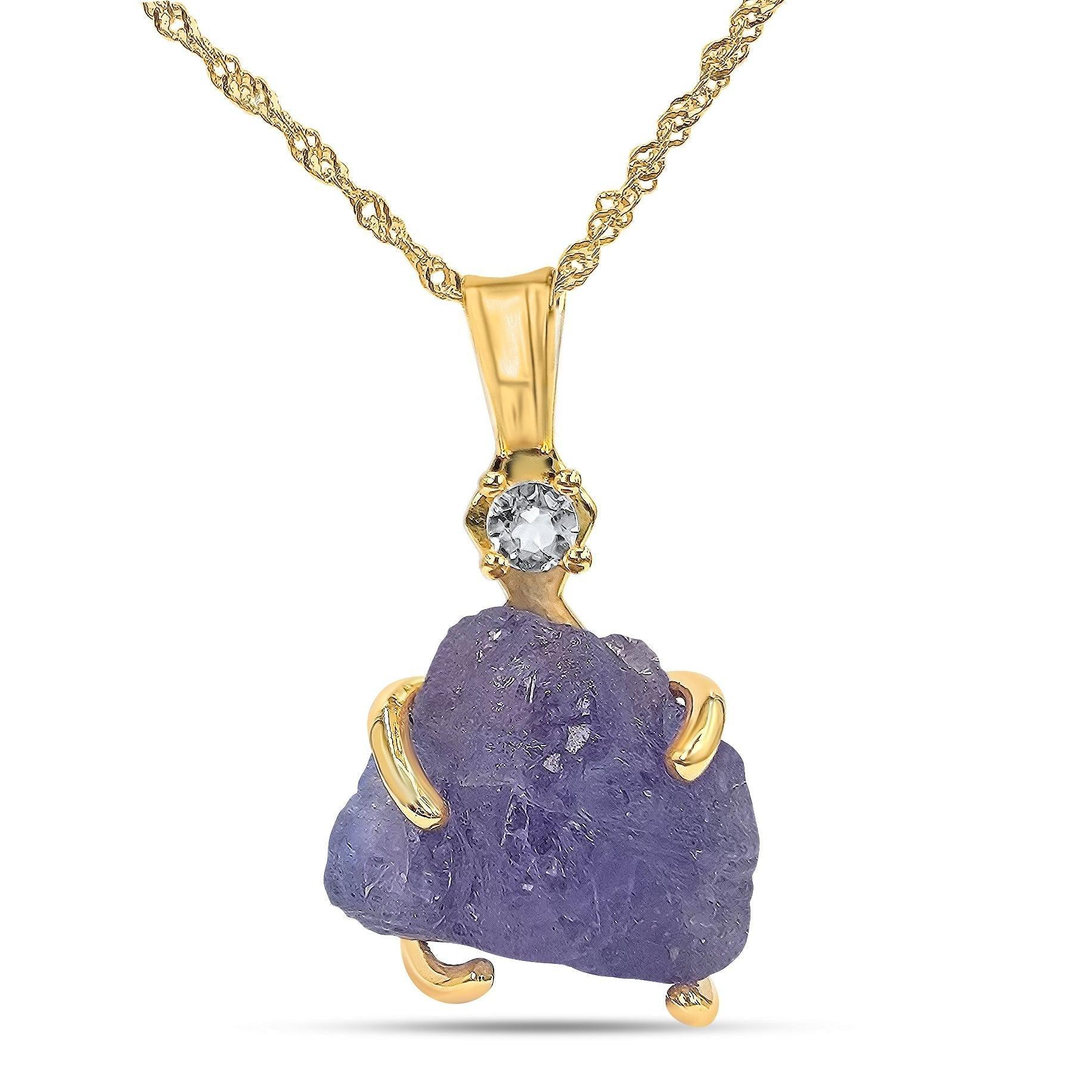 Raw Tanzanite Pendant Necklace