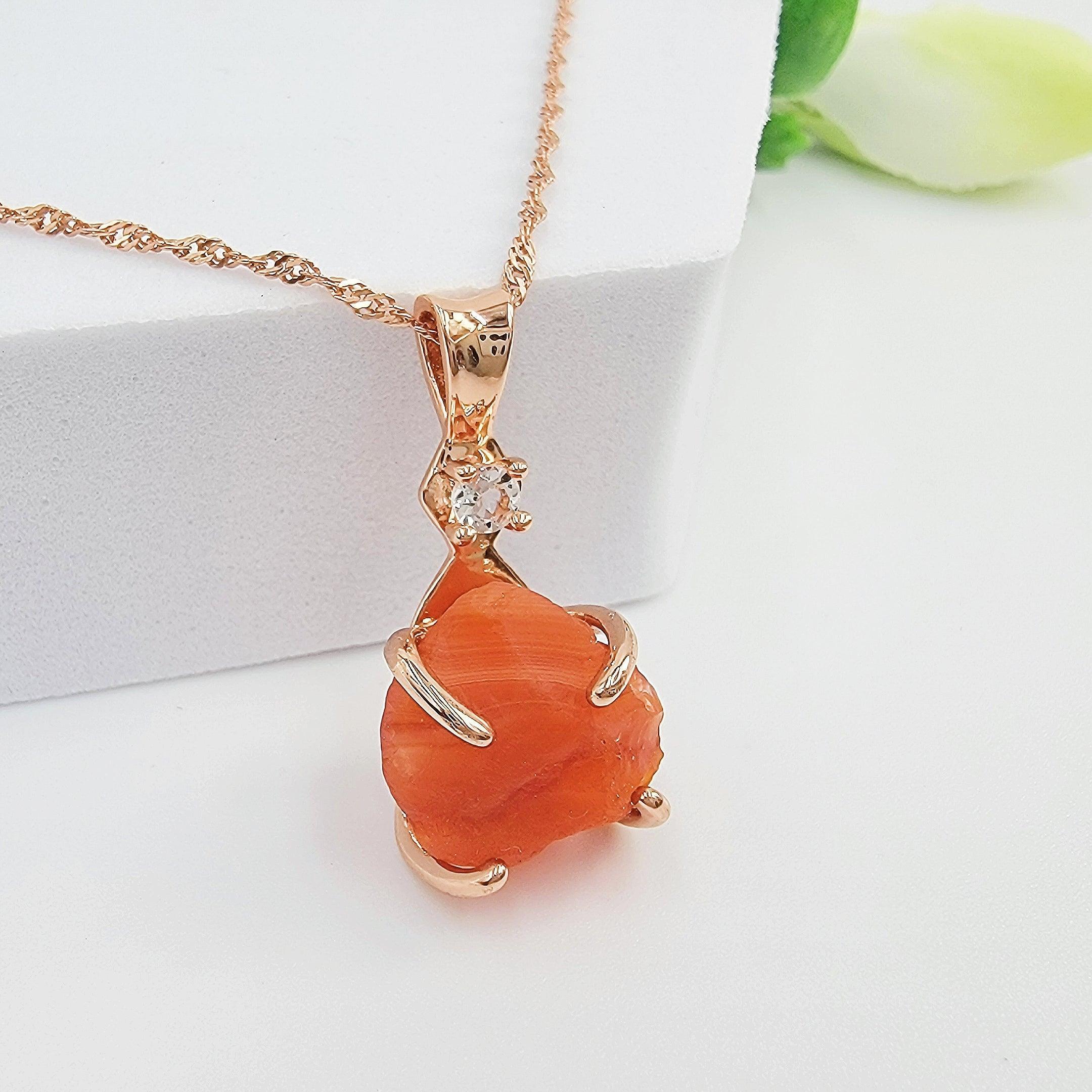 Raw Carnelian Crystal Necklace