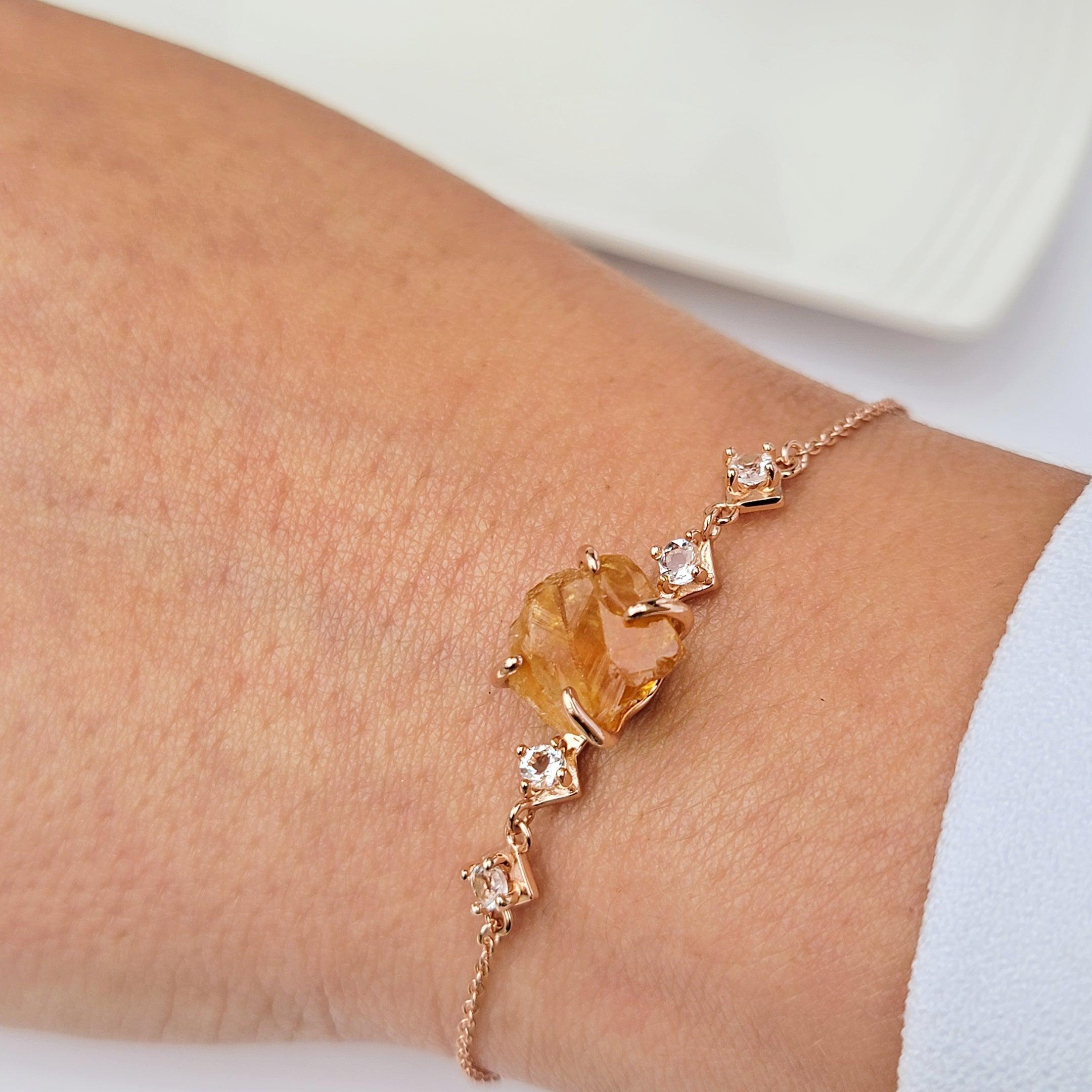 Raw Citrine Crystal Bracelet