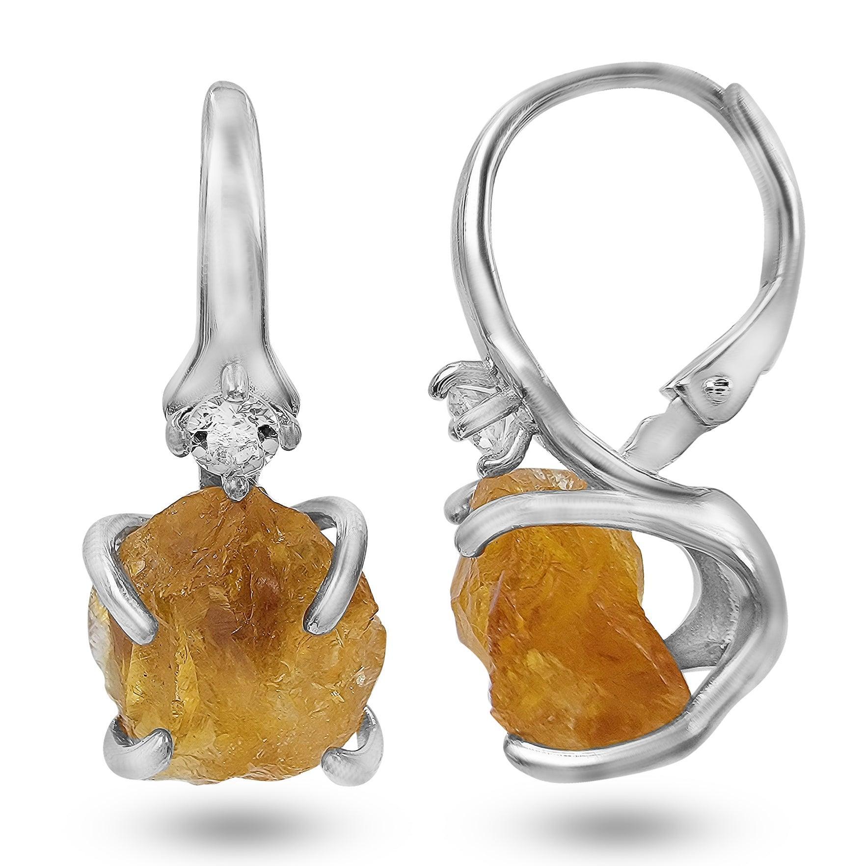 Raw Citrine Drop Earrings