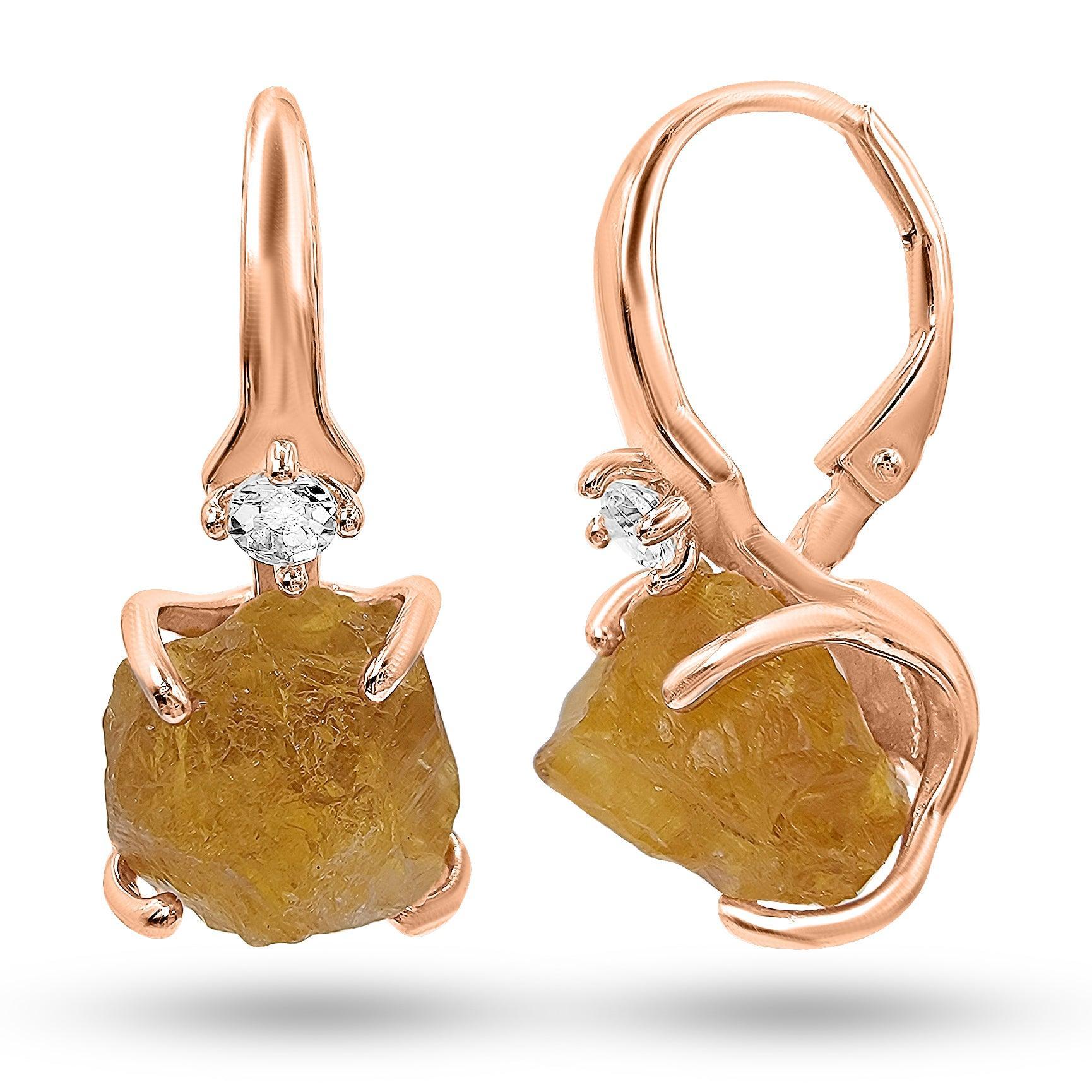 Raw Citrine Drop Earrings