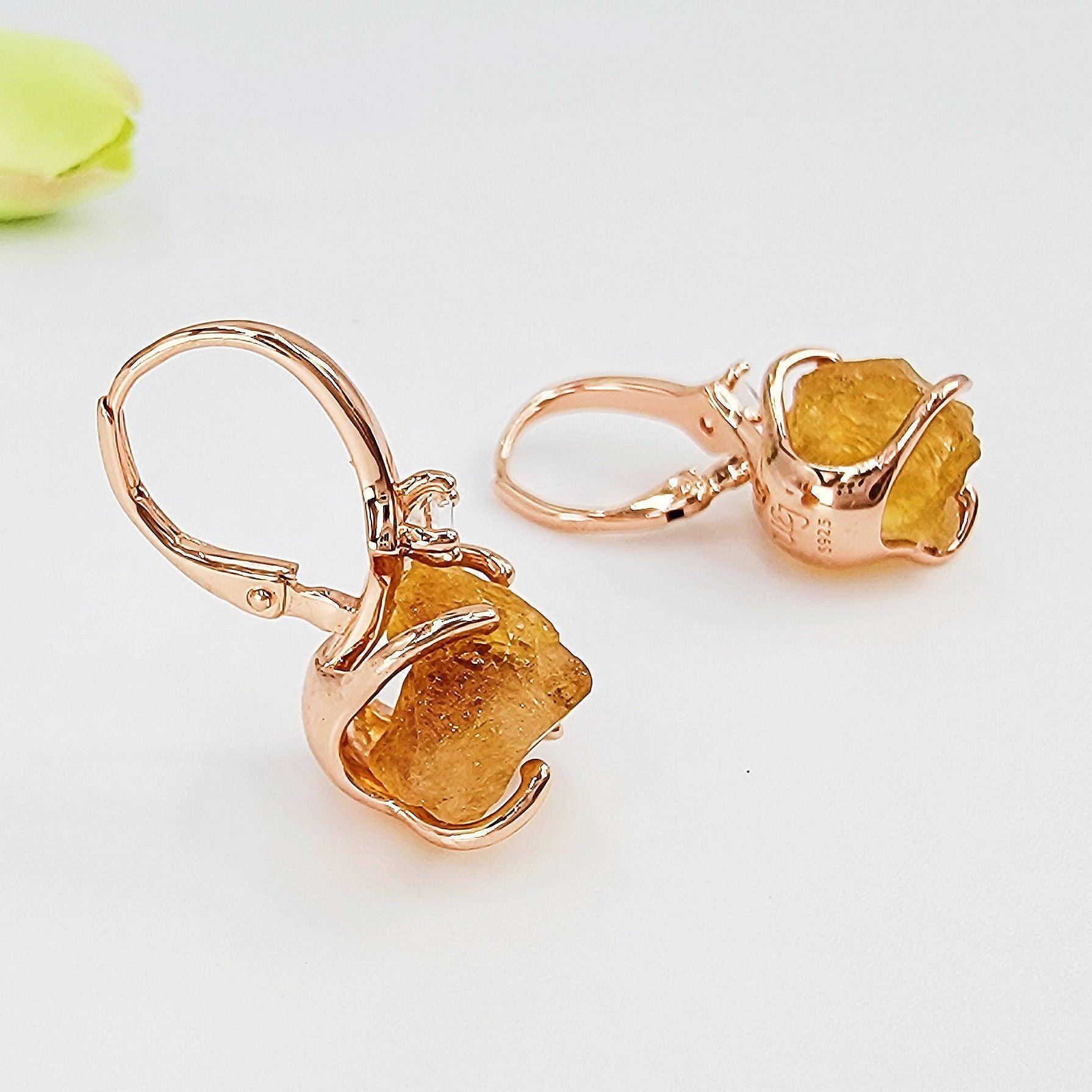 Raw Citrine Drop Earrings