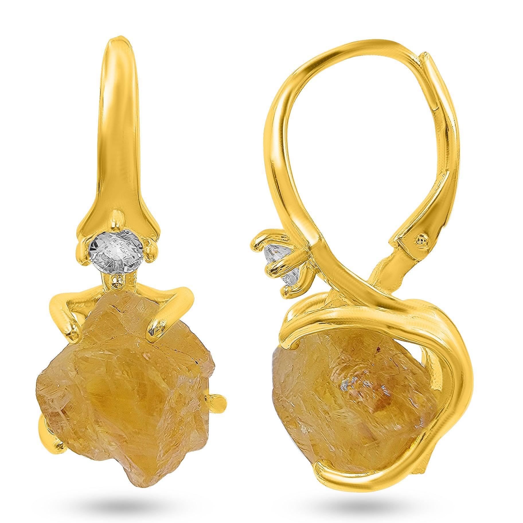 Raw Citrine Drop Earrings