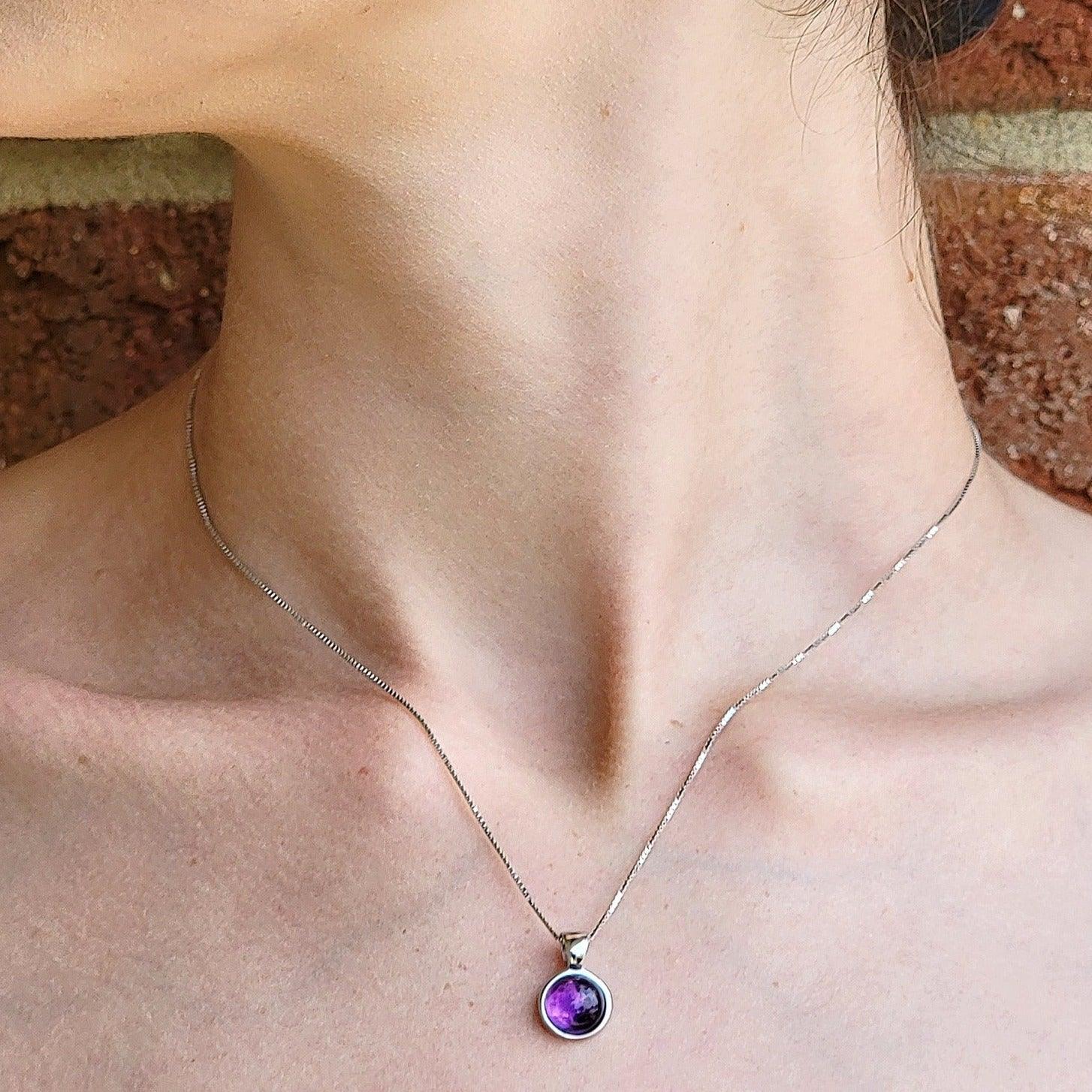 Real Amethyst Bezel Necklace