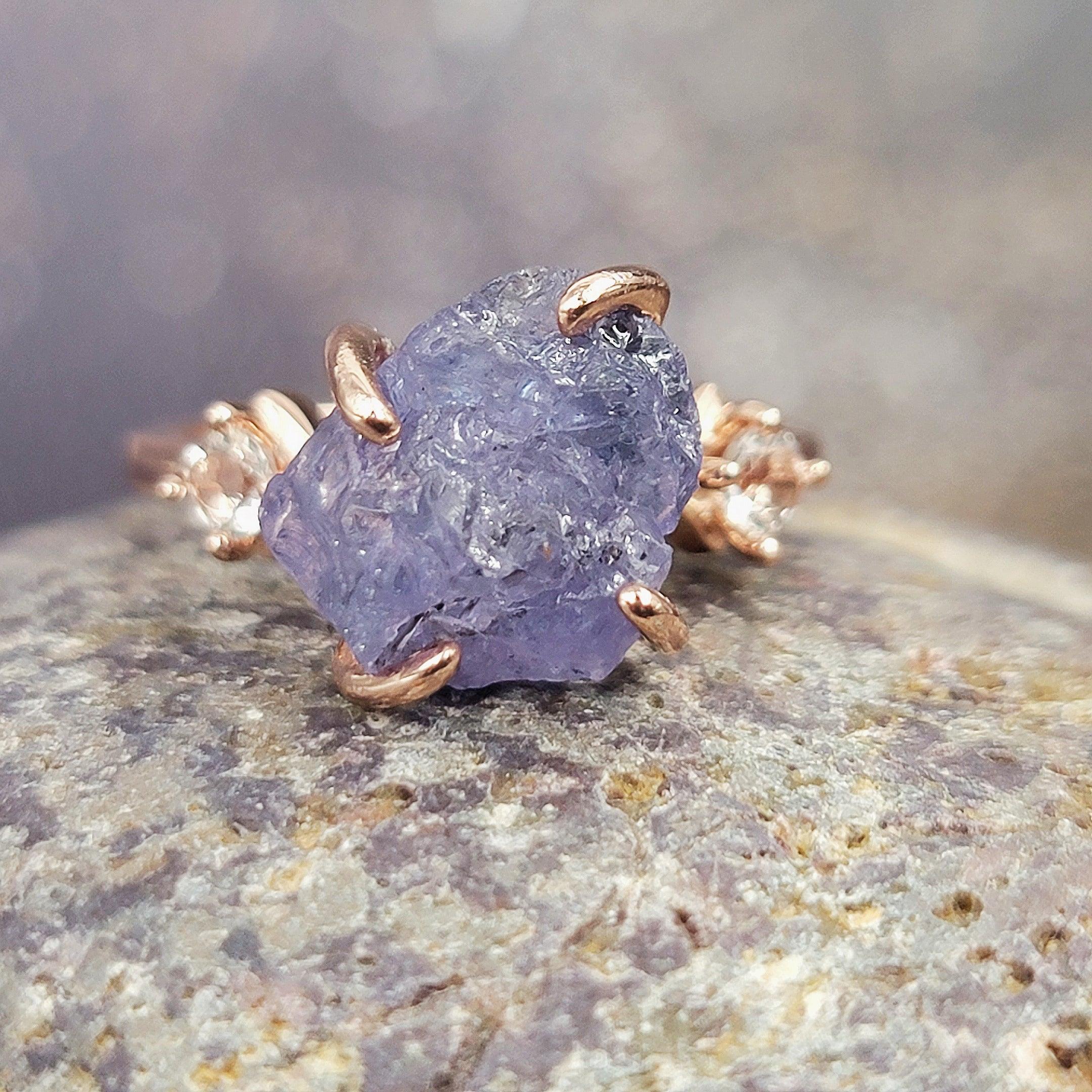 Raw Tanzanite Bracelet Ring Set