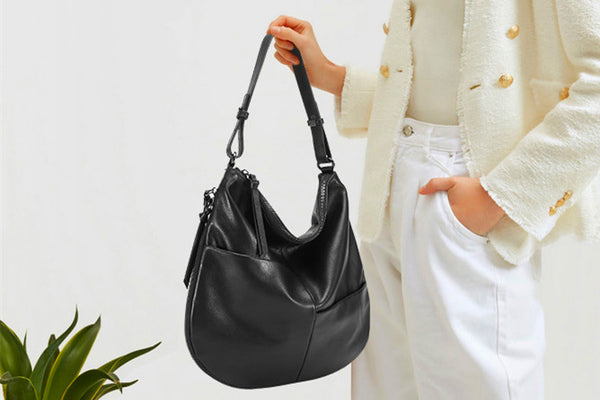 Black Leather Hobo Bag