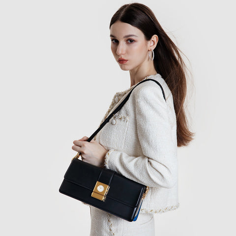Clock Baguette Shoulder Bag
