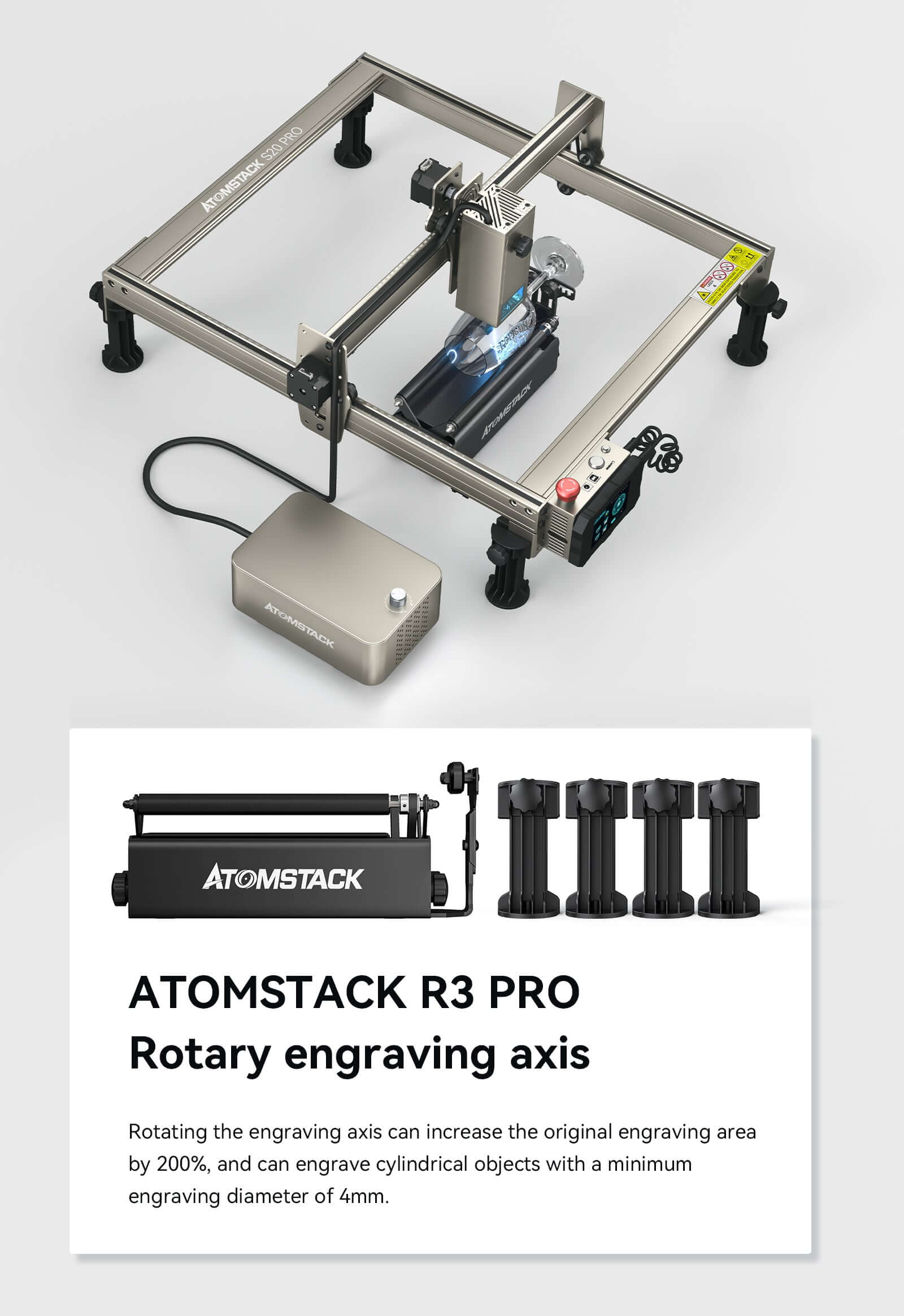 ATOMSTACK S20 Pro 130W CNC Laser Engraving Cutting Machine with Air Assist  Kit