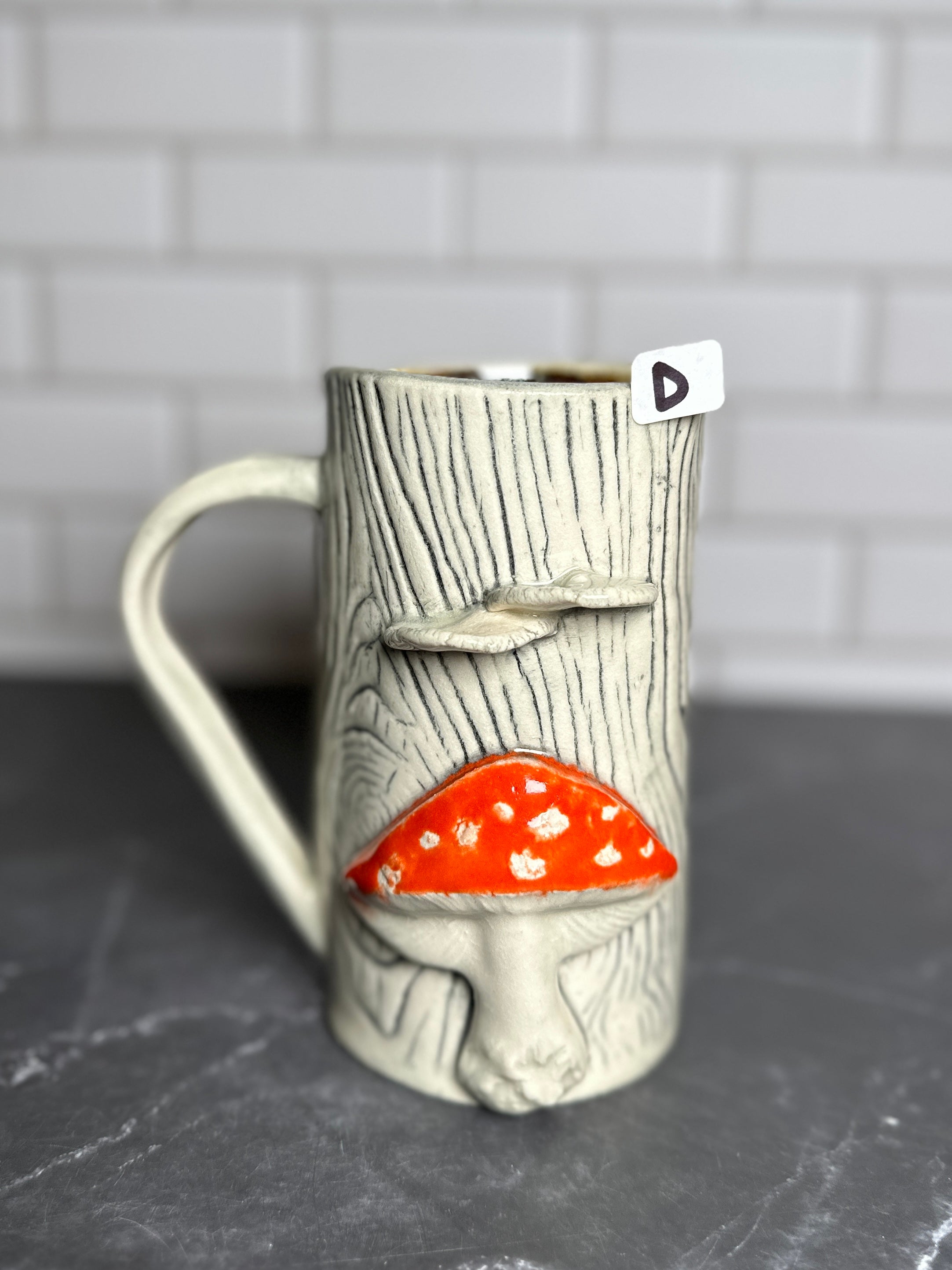  Mushroom Wood grain Ceramic Mug | D 