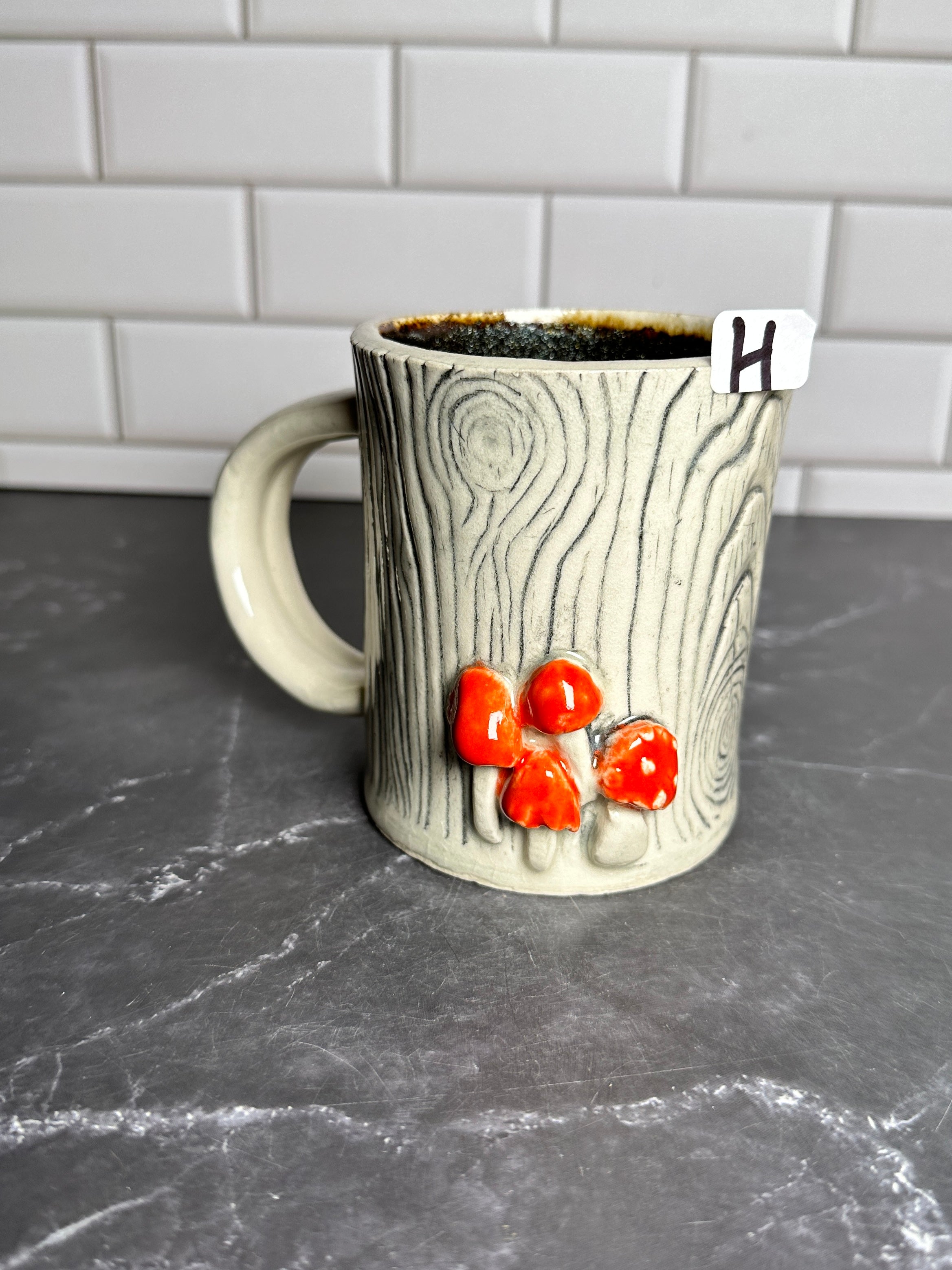  Mushroom Wood Grain Ceramic Mug | H 