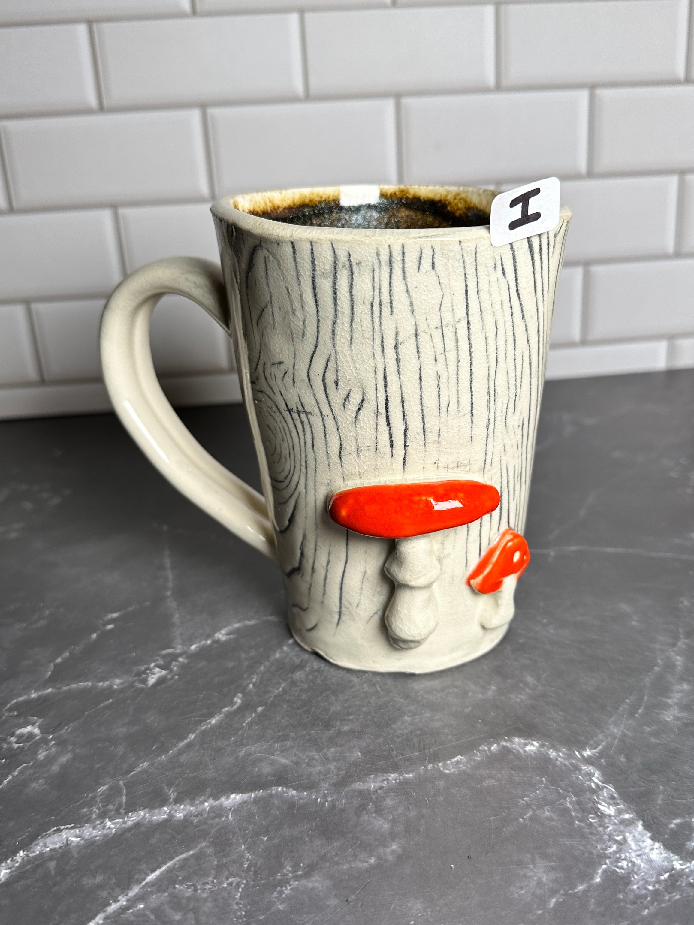  Mushroom Wood grain Ceramic Mug | I 