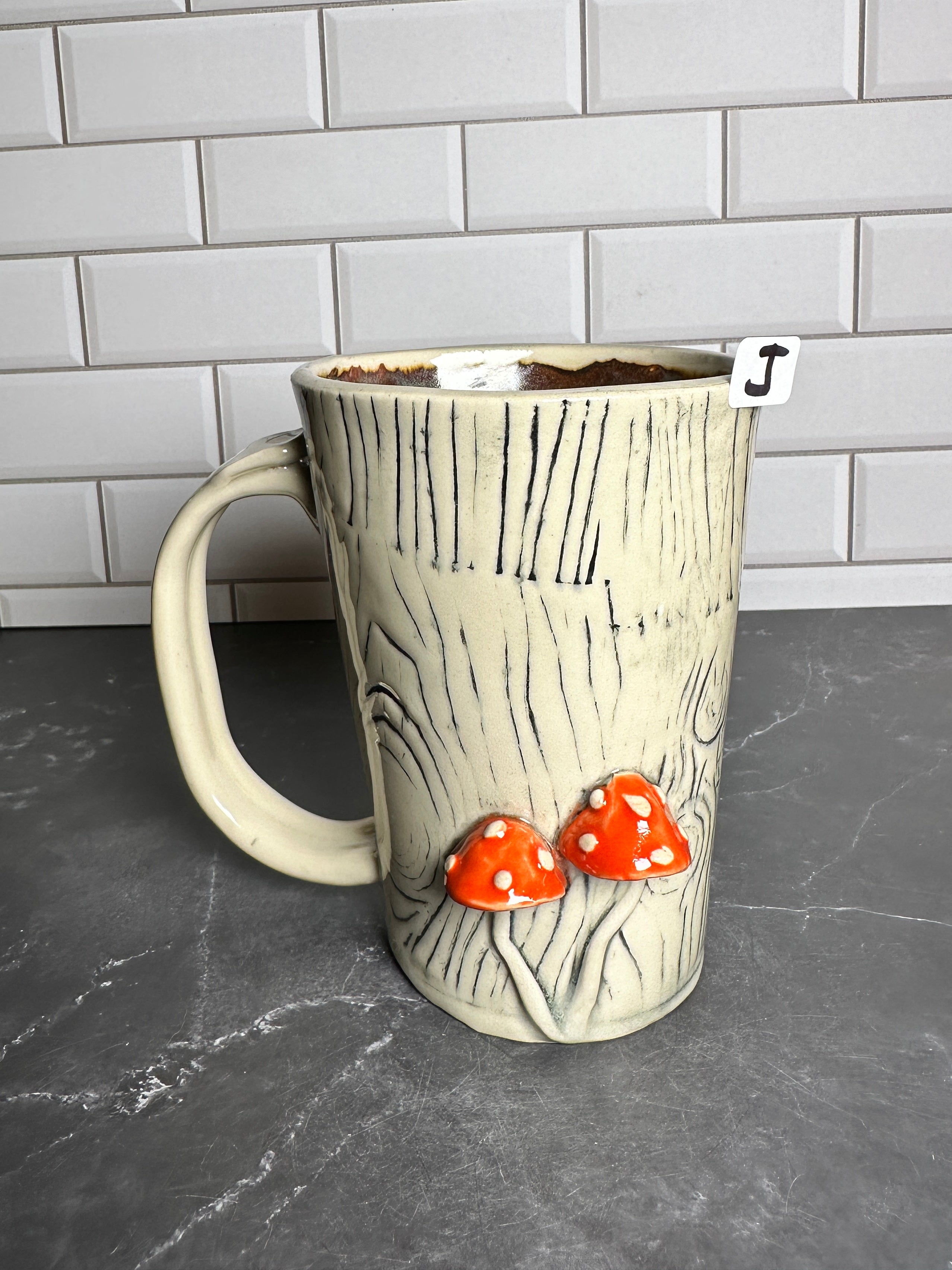  Mushroom Wood grain Ceramic Mug | J 