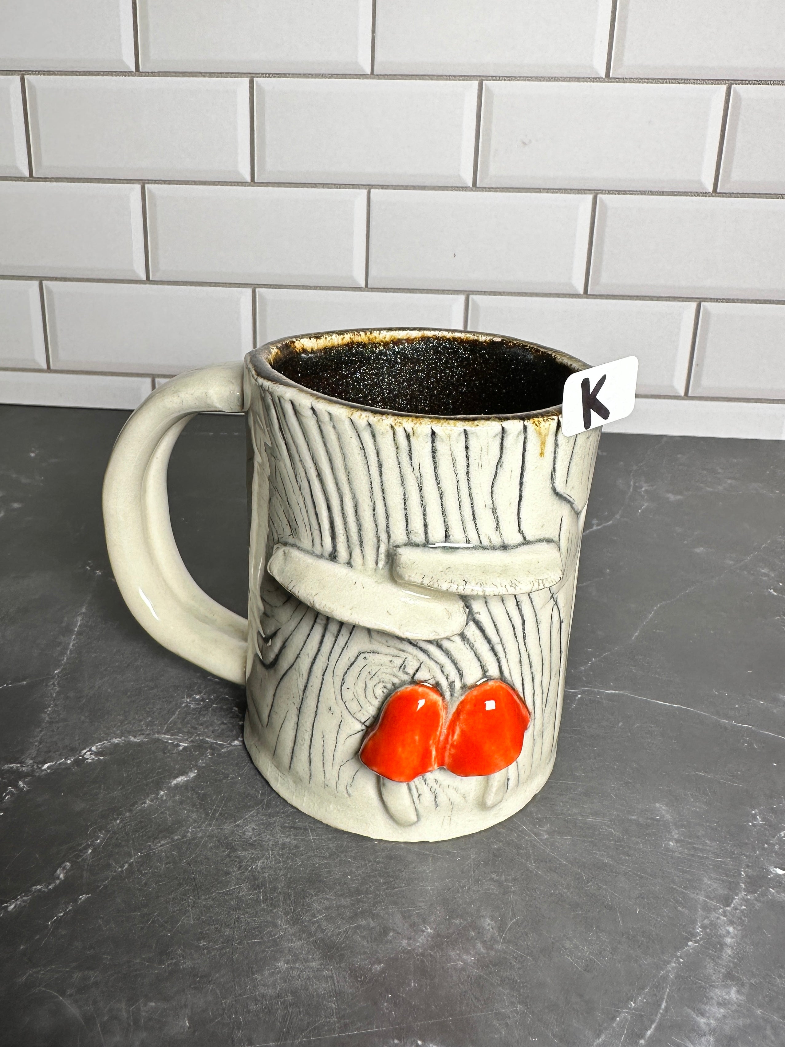  Mushroom Wood grain Ceramic Mug | K 