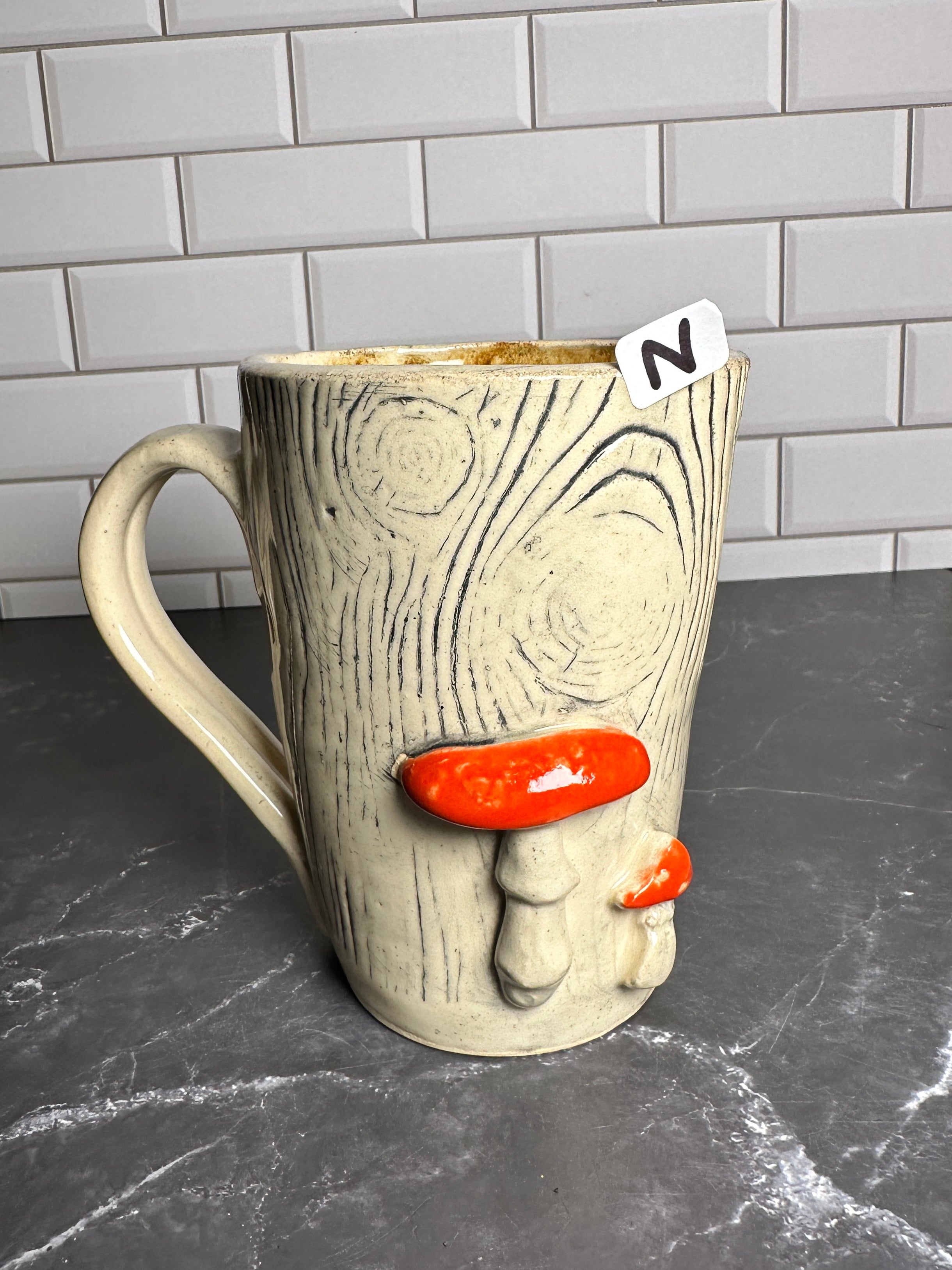  Mushroom Wood grain Ceramic Mug | N 