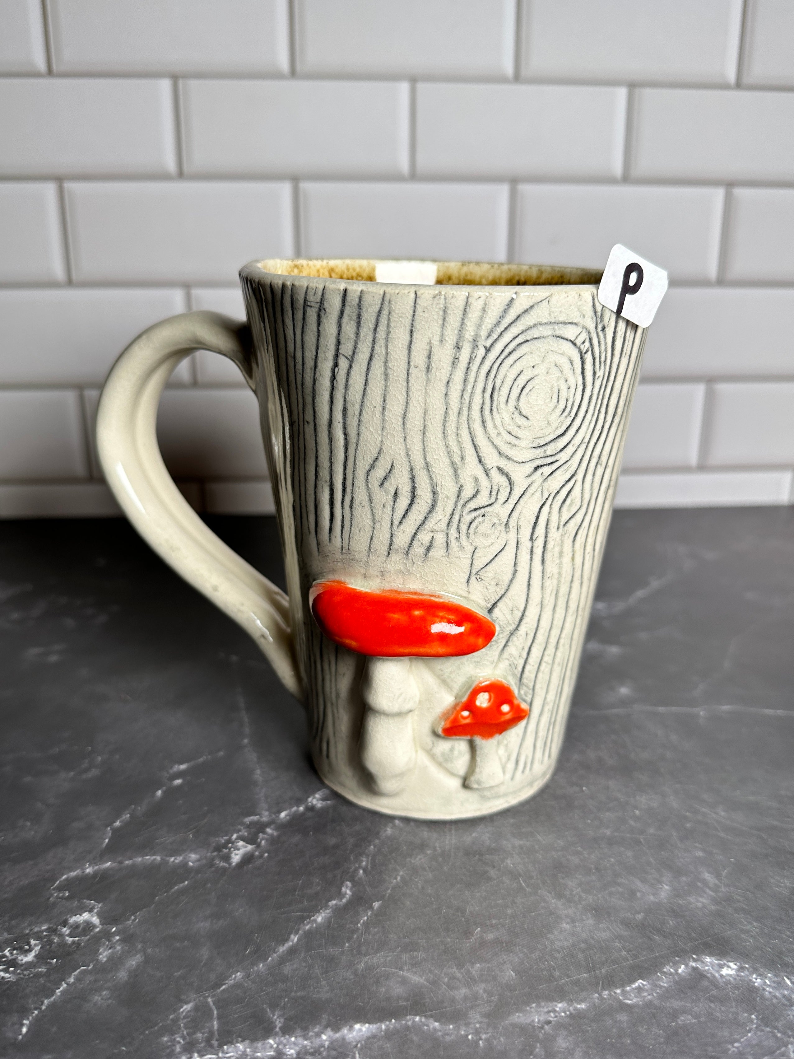  Mushroom Wood Grain Ceramic Mug | P 