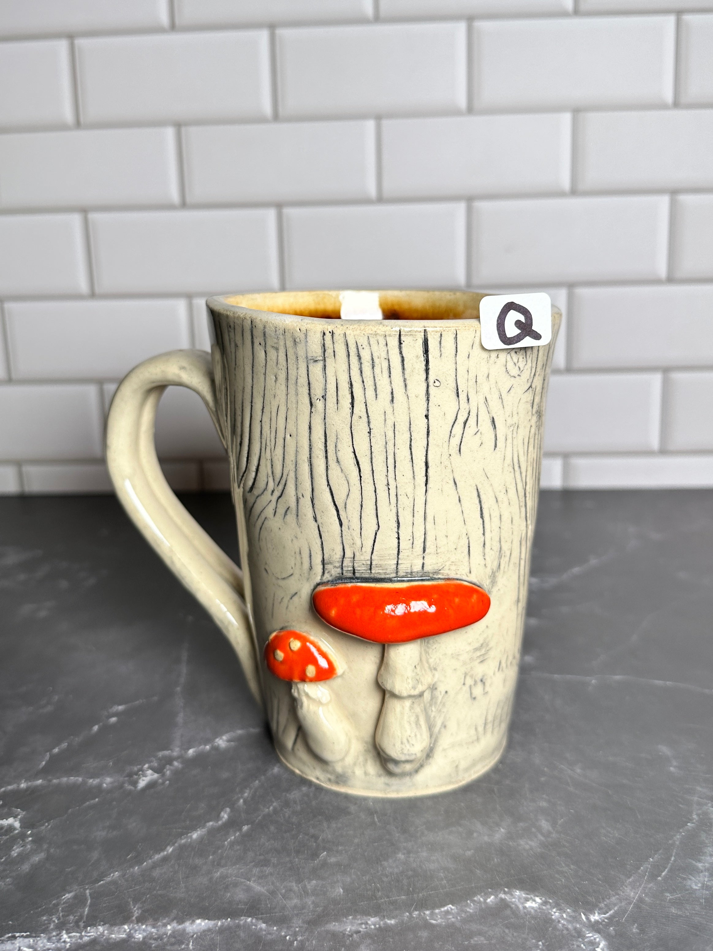  Mushroom Wood Grain Ceramic Mug | Q 