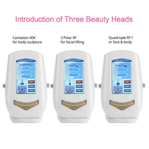 professional 3 in 1 ultrasonic cavitation fat removal machine comes 3 handles