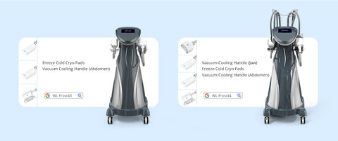 vacuum cooling handle, freeze cold cryo pads,