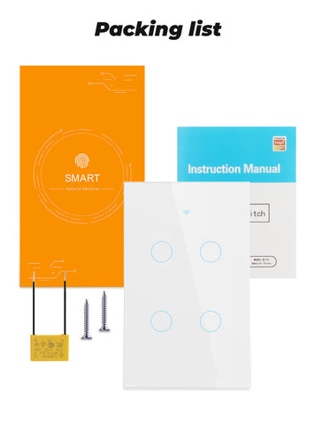 Packing list for RF433 WiFi Smart Light Switch US Type