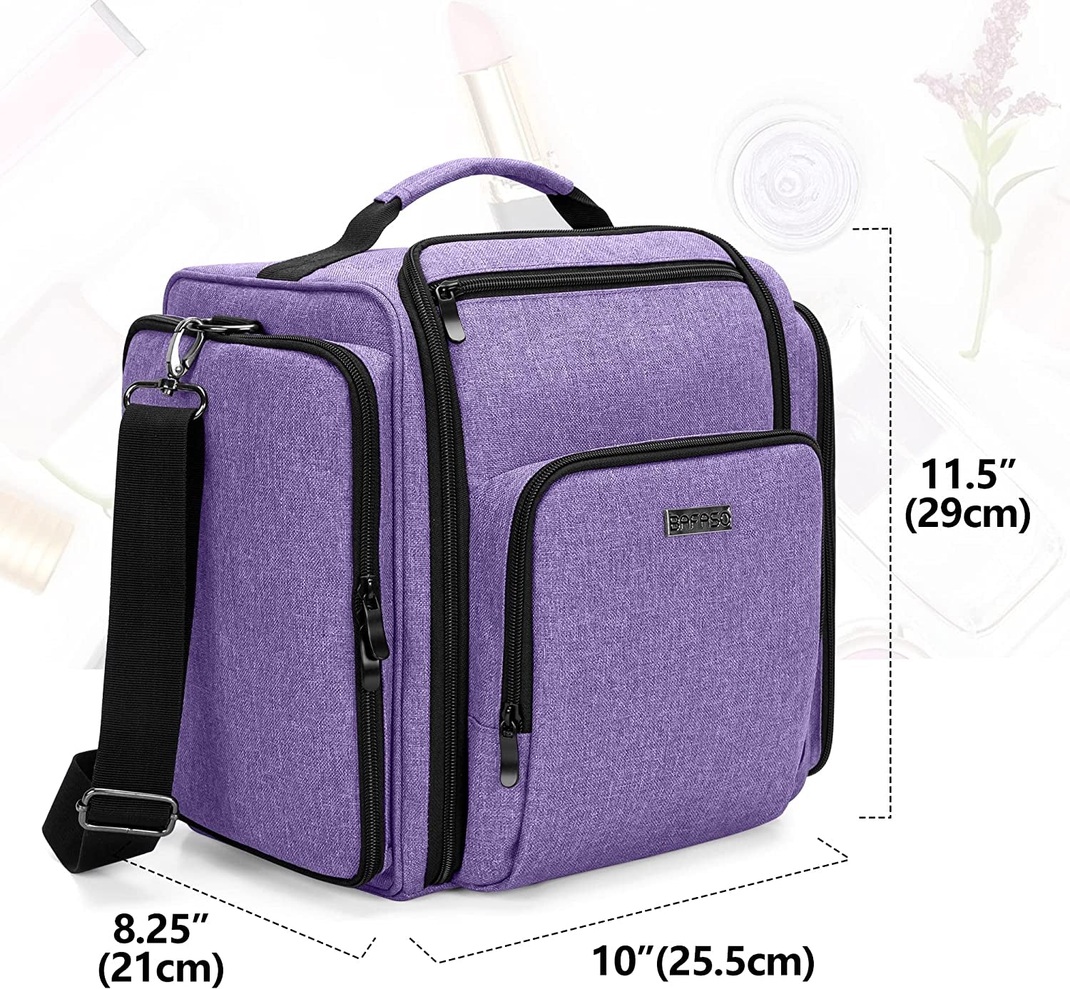 BAFASO Makeup Bag Cosmetic Bag with 4 Inner Removable Pouches, Multifunctional Travel Makeup Case (Patent Pending), Purple