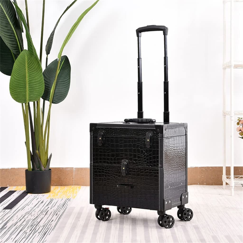 XMTXZYM Makeup Suitcase with Wheels Retro Beauty Embroidery Manicure Large Capacity Rolling Suitcase Makeup Trolley Case (Color : D, Size : 36 * 23 * 34Cm)